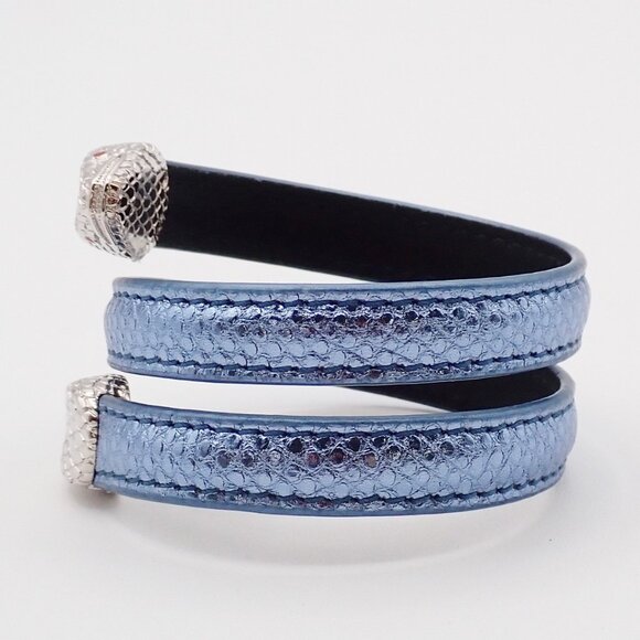 BVLGARI Logo Serpenti Forever Bracelet Blue Silver Italy Accessory 31RL216 - Picture 12 of 15